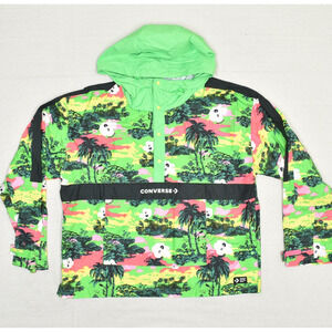 Converse Women's Snap Button Windbreaker Hooded Polyester Multicolor Size XL